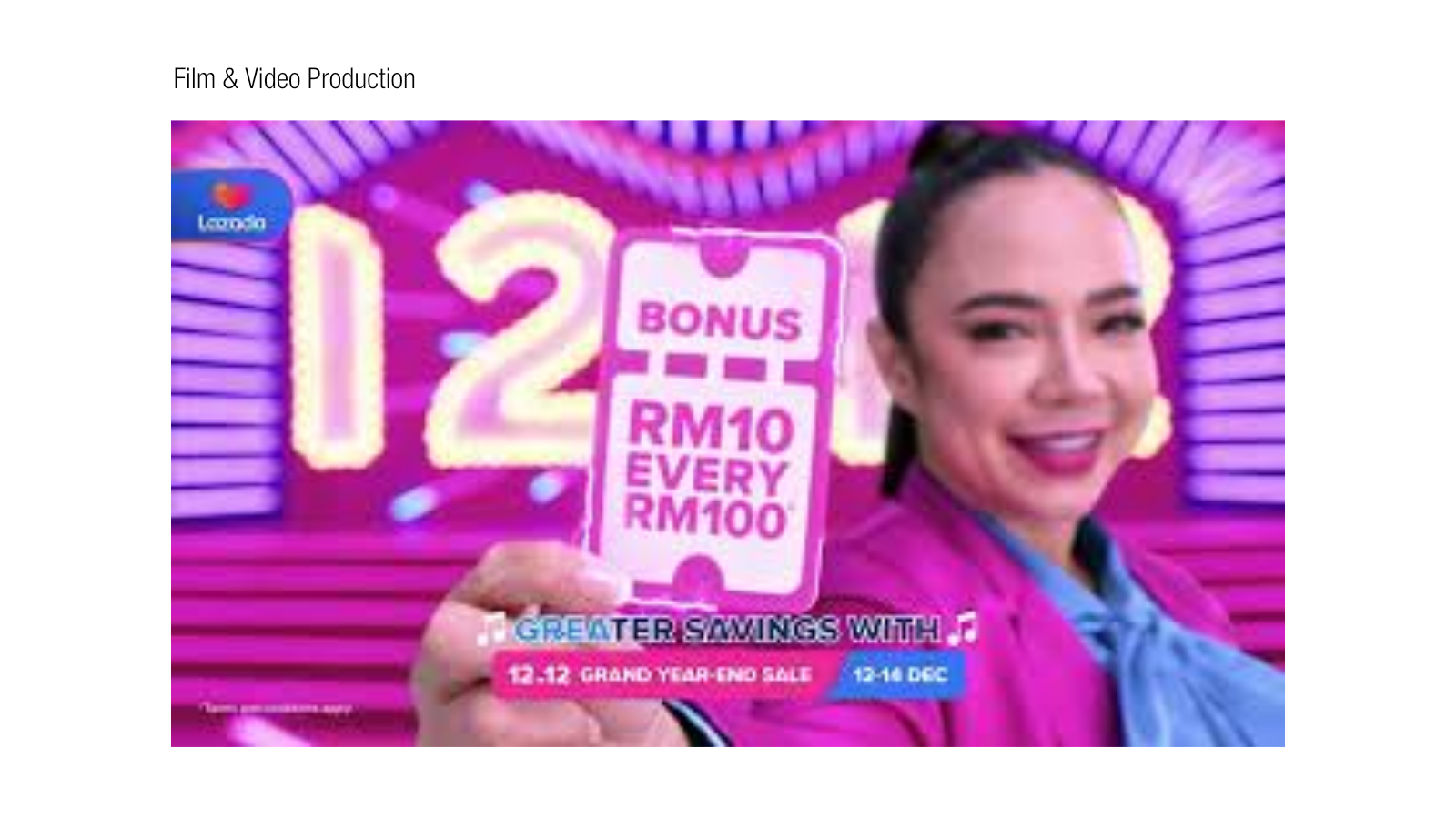 Film frame from a colourful Lazada social campaign
