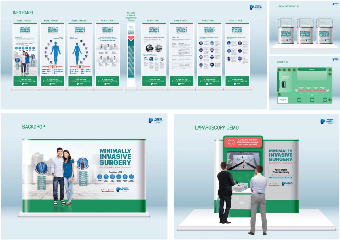 Event booth panels, backdrop graphics and demonstration areas