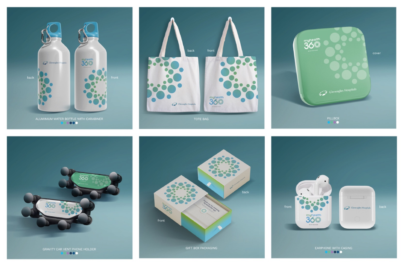 A coordinated collection of branded merchandise