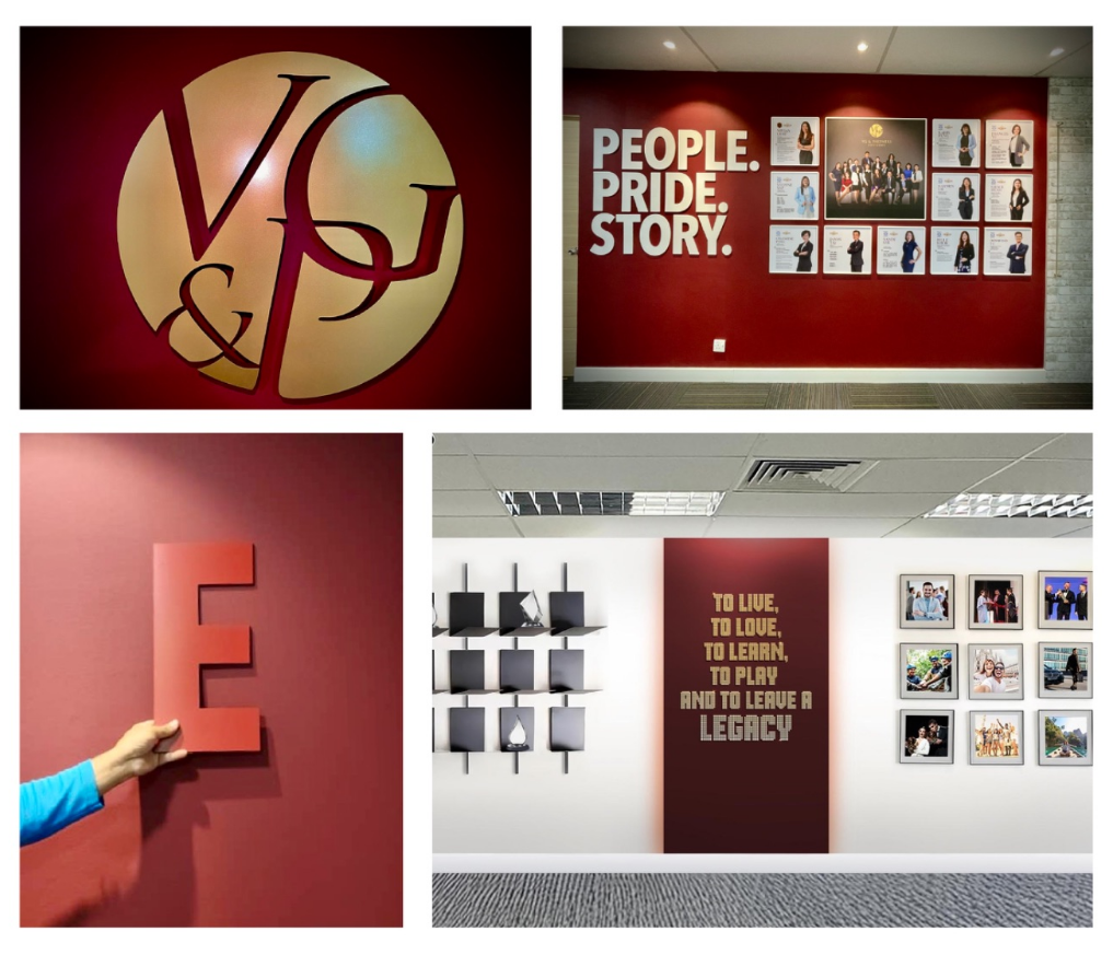Office environmental graphics and dimensional signage